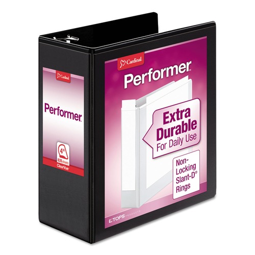 Binders | Cardinal 17811CB 4 in. Capacity 11 x 8.5 Performer ClearVue Slant-D 3-Ring Binder - Black image number 0
