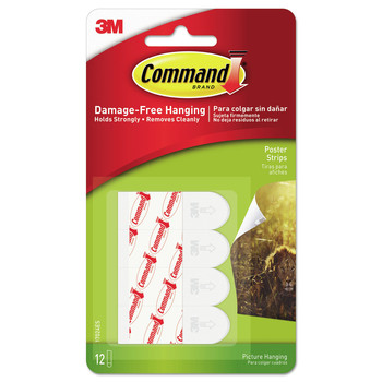 Command 17024ES 0.63 in. x 1.75 in. Removable Poster Strips Holds Up to 1 lbs. - White (12/Pack)