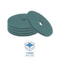 Labor Day Sale | Boardwalk BWK4013GRE 13 in. Diameter Heavy-Duty Scrubbing Floor Pads - Green (5/Carton) image number 4