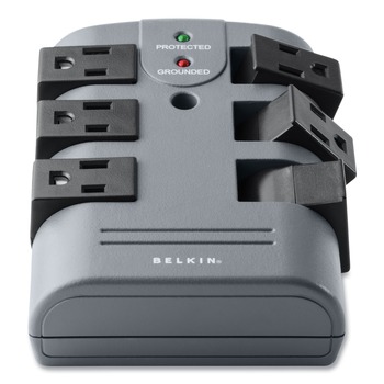 OFFICE ELECTRONICS AND BATTERIES | Belkin BP106000 1080 J 6 AC Outlets Pivot Plug Surge Protector - Gray
