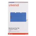 Back to School Sale | Universal UNV13525 1/3-Cut Tabs Deluxe Reinforced Top Tab Folders with Fasteners - Legal Size, Blue (50/Box) image number 3