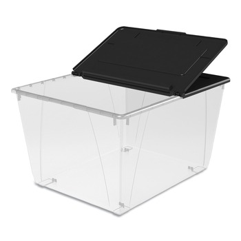 Storex 00900U04C 16 Gallon 22.7 in. x 18.25 in. x 12.86 in. Storage Tote - Clear/black