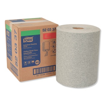 PAPER TOWELS AND NAPKINS | Tork 520337 12.6 in. x 10 in. 1-Ply Industrial Cleaning Cloths - Gray (500 Wipes/Roll, 1 Roll/Carton)
