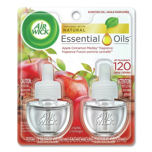 Odor Control | Air Wick 62338-95499 0.67 oz. Scented Oil Refill - Apple Cinnamon Medley (2/Pack) image number 0