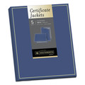 Frames | Southworth PF6-02 12 in. x 9.5 in. 88 lbs. Felt Finish Stock Certificate Jacket - Navy/Gold Border (5/Pack) image number 0