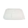 Food Trays, Containers, and Lids | World Centric TRLCSBB 12.1 in. x 9.8 in. x 0.8 in. Plastic Lids for Fiber Bento Box Containers - Clear (300/Carton) image number 0