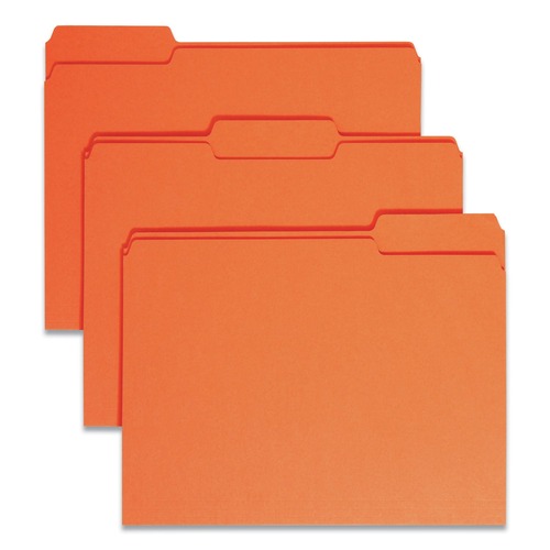Just Launched | Smead 12543 Colored File Folders with Assorted 1/3-Cut Tab Positions - Letter, Orange (100/Box) image number 0