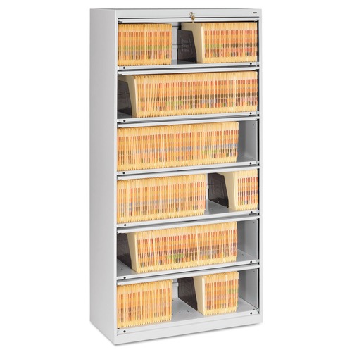 Office Filing Cabinets & Shelves | Tennsco FS361L-LGY 36 in. x 16.5 in. x 75.25 in. 6 Legal/Letter File Shelves Fixed Shelf Enclosed-Format Lateral File for End-Tab Folders - Light Gray image number 0