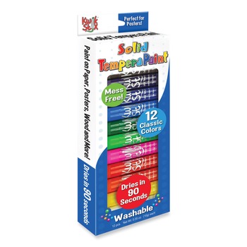 TPG Creations 602 3.5 in. Kwik Stick Tempera Paint - Assorted Colors (12/Pack)