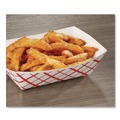 Food Trays, Containers, and Lids | SCT SCH 0413 1 lbs. Capacity Paper Food Baskets - Red/White (1000/Carton) image number 2