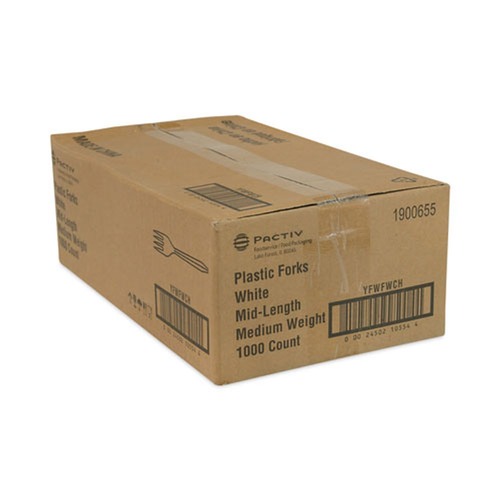 Cutlery | Pactiv Corp. YFWFWCH Fieldware Mediumweight Fork Cutlery - White (1,000/Carton) image number 0