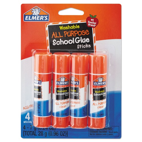 Adhesives & Glues | Elmer's E542 0.24 oz. Washable School Glue Sticks - Applies and Dries Clear (4/Pack) image number 0