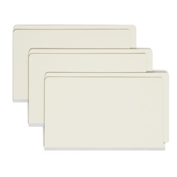 Smead 29210 Extra-Heavy Recycled Pressboard Straight End Tab Folders - Legal, Gray/Green (25/Box)