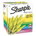 Washable Markers | Sharpie 1920938 Chisel Tip Tank Style Highlighter Value Pack - Fluorescent Yellow Ink, Yellow Barrel (36/Box) image number 0