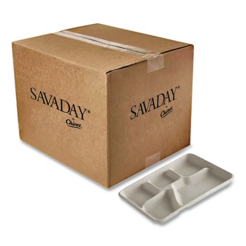 PRODUCTS | Chinet 21040 Savaday 250/Carton 10.5 in. dia., 5-Compartment, Molded Fiber Dinnerware - White