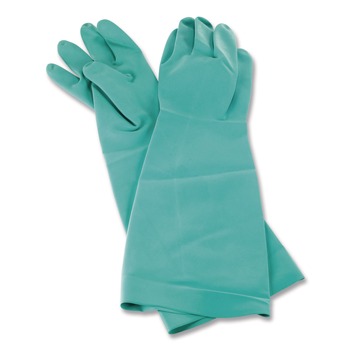 CLEANING AND SANITATION | San Jamar 19NUL 21 in. Long Nitrile Dishwashing Gloves - Large/Green (1-Pair)