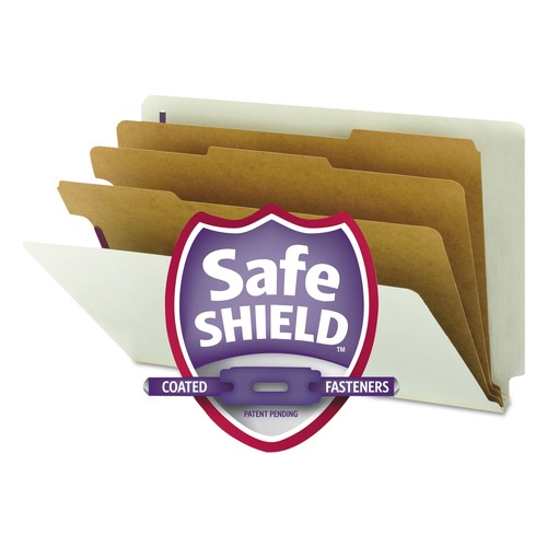 File Folders | Smead 29820 3 in. Expansion End Tab Pressboard Classification Folders - Gray-Green/Legal Size (10/Box) image number 0