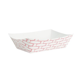 Boardwalk BWK30LAG250 2.5 lbs. Capacity Paper Food Baskets - Red/White (500/Carton)