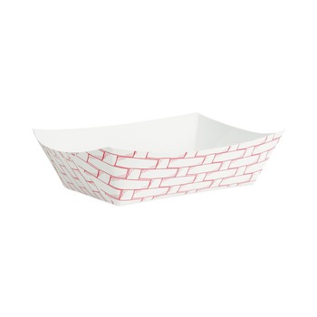 KITCHEN | Boardwalk BWK30LAG250 2.5 lbs. Capacity Paper Food Baskets - Red/White (500/Carton)
