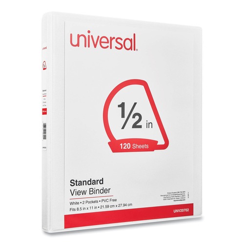 Binders | Universal UNV20702 0.5 in. Capacity 11 in. x 8.5 in. 3 Slant D-Rings View Binder - White image number 0