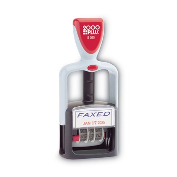 COSCO 2000PLUS 011032 Model S 360 1.75 in. x 1 in. "Faxed" Self-Inking 2-Color Message Dater - Blue/Red