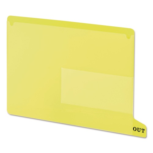 File Folders | Smead 61956 1/3-Cut End Tab Out 8.5 in. x 11 in. Colored Poly Out Guides with Pockets - Yellow (25/Box) image number 0