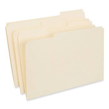 Universal UNV16123EE 2-Ply 1/3-Cut Assorted Top Tab File Folders - Legal Size, Manila (100/Box)