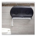 Just Launched | San Jamar R4000TBK 9 in. Roll 19 in. x 5.25 in. x 12 in. Twin Jumbo Classic Tissue Dispenser - Transparent Black Pearl image number 6