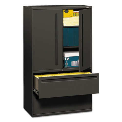 Office Filing Cabinets & Shelves | HON H795LS.L.S Brigade 700 Series 42 in. x 18 in. x 64.25 in. Three-Shelf Enclosed Storage with Two File Drawers - Charcoal image number 0