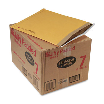 Sealed Air 64542 Jiffy #7 Paper Padding Self-Adhesive Closure 14.25 in. x 20 in. Padded Mailer - Natural Kraft (50/Carton)