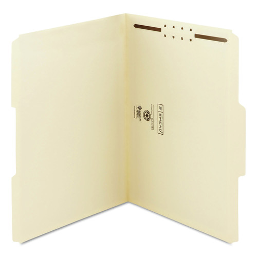 File Folders | Smead 14534 1/3-Cut Tabs Assorted 0.75 in. Expansion 1 Fastener Letter Size Top Tab Fastener Folders - Manila Exterior (50/Box) image number 0