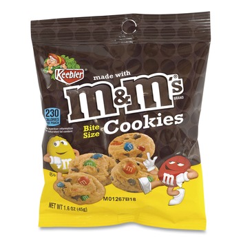 Green Rabbit 543333 1.6 oz. Pouch Mini Cookie Snack Packs - Chocolate Chip/MandMs (30/Carton)