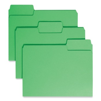 Smead 11985 1/3-Cut Tabs Assorted Letter Size 0.75 in. Expansion SuperTab Colored File Folders - Green (100/Box)