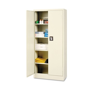 Alera CM6615PY 30 in. x 15 in. x 66 in. Space Saver 4-Shelf Storage Cabinet - Putty