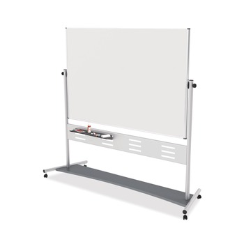 MasterVision QR5507 70.8 in. x 47.2 in. Board 80 in. Tall Aluminum Frame Horizontal Orientation Revolver Easel - White/Silver