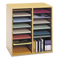 Office Filing Cabinets & Shelves | Safco 9422MO 16 Compartments 19.5 in. x 11.75 in. x 21 in. Wood/Laminate Literature/CD Sorter - Medium Oak image number 1