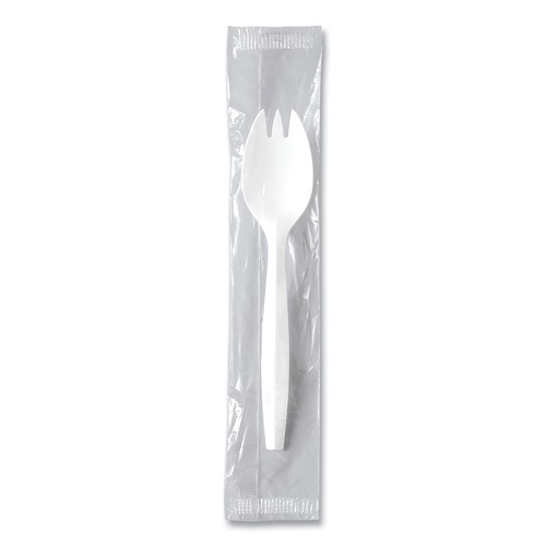 Cutlery | SOLO MOW6-0007 Individually Wrapped Regal Mediumweight Plastic Cutlery Spork - White (1000/Carton) image number 0