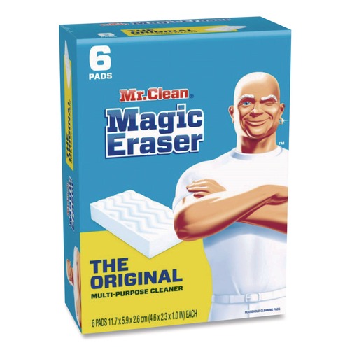 Erasers & Correction Supplies | Mr. Clean 79009 2.3 in. x 4.6 in. 1 in. Thick Magic Eraser - White (6/Pack, 6 Packs/Carton) image number 0