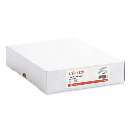 Back to School Sale | Universal UNV19007 #13 1/2 Square Flap Self-Adhesive Closure 10 in. x 13 in. Deluxe Tyvek Envelopes - White (100/Box) image number 0