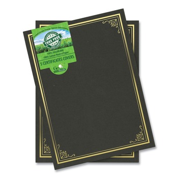 Geographics 49029 9.75 in. x 12.5 in. Certificate/Document Cover - Black With Gold Foil (5/Pack)