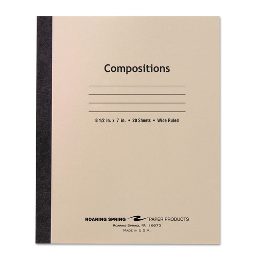 Notebooks & Pads | Roaring Spring 77340 8.5 x 7 Sheets (20) Stitched Wide/Legal Rule Composition Book - Manila Cover image number 0