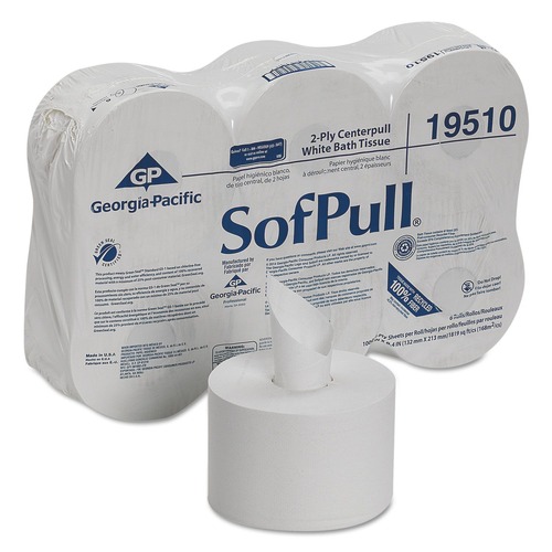  | Georgia Pacific Professional 19510 2-Ply High Capacity Septic Safe Center Pull Tissue - White (6 Rolls/Carton) image number 0