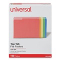File Folders | Universal UNV10506EE Deluxe Colored 1/3-Cut Top Tab Letter Size File Folders - Assorted (100/Box) image number 0