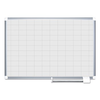 MasterVision MA0593830 48 in. x 36 in. 2 in. x 3 in. Cells Gridded Magnetic Steel Dry Erase Project Planning Board - White Surface/Satin Aluminum Frame