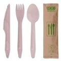 Cutlery | Eco-Products EP-S215 General Purpose Fork/Knife/Napkin/Spoon Wood Cutlery - Natural (500/Carton) image number 1