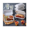 Food Trays, Containers, and Lids | Pactiv Corp. YCN808030000 EarthChoice SmartLock 8.31 in. x 8.35 in. x 3.1 in. Microwaveable MFPP 3-Compartment Hinged Lid Containers - White (200/Carton) image number 6