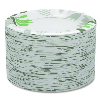 Dixie SXP10PATH Pathways Soak Proof Shield Heavyweight 10-1/8 in. Paper Plates - Green/Burgundy (125/Pack)
