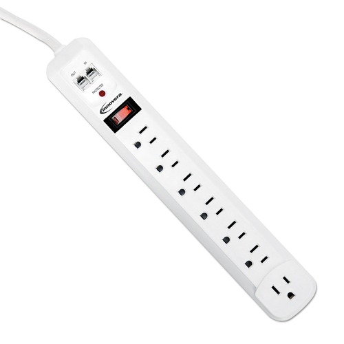 Surge Protectors | Innovera IVR71654 7 AC Outlets 4 ft. Cord 1080 Joules Surge Protector - White image number 0