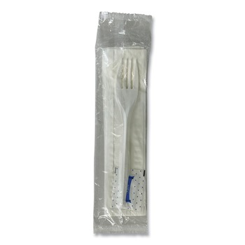 Boardwalk BWK3KITMW 3-Piece Fork/Napkin/Salt Packet Utensil Set - White (500/Carton)