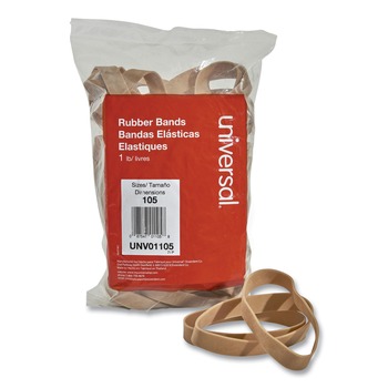 Universal UNV01105 0.06 in. Gauge Size 105 Rubber Bands - Beige (55/Pack)